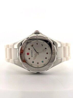Michele Tahitian Jelly Bean Watch White Steel Silicone Box & Card MW12P000001
